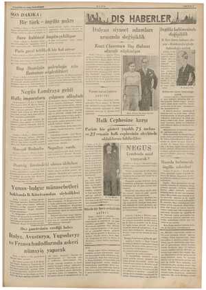  Zn ŞT 4 HAZİRAN 1936 PERSEMBE. SON DAKİKA : “Bir türk - ingiliz Mi Londra, 3 (A.A) — Si mahfifler, | tihdaf eden bir ingiliz