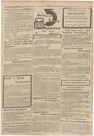  10 HAZİRAN 1936 ÇARŞAMBA —— Senirgend Belediye Reizliğinden: ; im dei keşifli su tesisatı kapak gi veli eksiltmeye konulm ağı