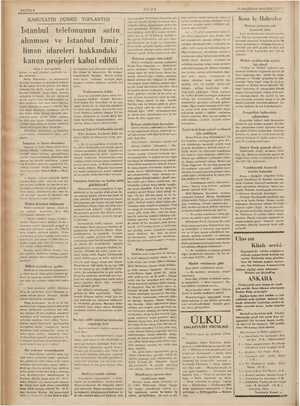  SAYFAG (Başr 1. inci sayfada) hatları ve mali cihetleri etrafında iza - KAMUTAYIN DÜNKÜ TOPLANTISI İstanbul telefonunun...