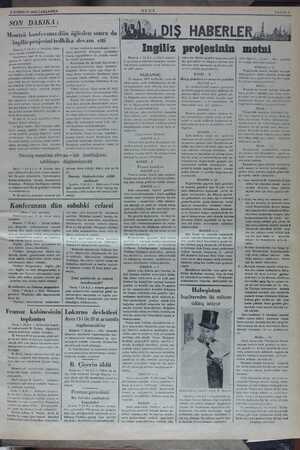     8 TEMMUZ 1936 ÇARŞAMBA SON DAKİKA ; Montrö konferansı dün öğleden sonra da ingiliz projesini tedkika devam etti Montrö, 7