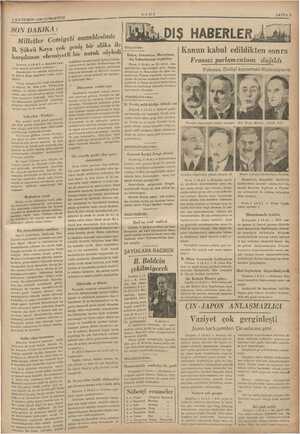    İLKTEŞRİN 1936 CUMARTESİ 3 SON DAKIKA: Milletler Cemiyeti asamblesinde B. Şükrü Kay kar ehe — Ame ajan Asamblenin bu sal —