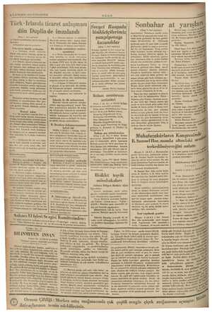  'B LKTEŞRİN 1935 CUMARTESİ Türk- iranda ticaret anlaşmas dün Duplin de imzalandı a (Ba: aşı 1, inci sayfada) — ve İrlanda...