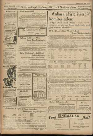  KRANPA 8 “Kültür Bakanlığı tarafın ULUS Bütün mektep kitabları geldi. Halil Naciden almız. 4 İLKTEŞRİN 1936 PAZAR Anafartalar