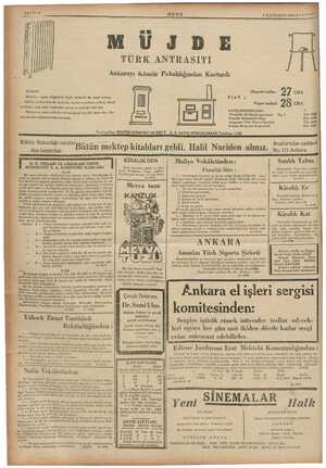    5 İLKTEŞRİN 1936 PA? *TMİ ie hi lie 0 TÜRK ANTRASİTİ iması, traga e Me > zu 1) eşi bl imes ira 30 tr z ı ala lee id sa e