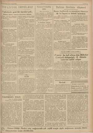    Teşrin 1936 ÇARŞAMBA İSPANYOL İHTİLALİ Cephelerde yeni Burgog, G(A.A)— alist etler Mi me mim Yaklaşmak e Di Jj — Ka İsi...