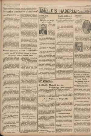    15 SİLKTEŞRİN 1936 PERŞEMBE Ademi müdahale komitesi ii tedbirler almazsa Sovyetler komiteden çıkacak mr? aşı 1. inci...