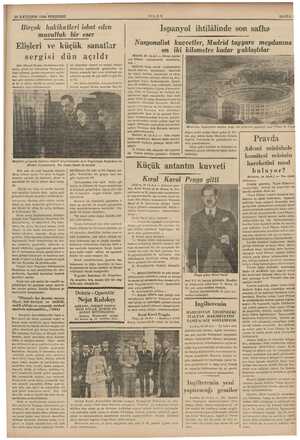    29 İLKTEŞRİN 1936 PERŞEMBE Birçok hakikatleri ilet ai muvaffak bir eser Elişleri ve küçük sanatlar | sergisi dün açıldı sir