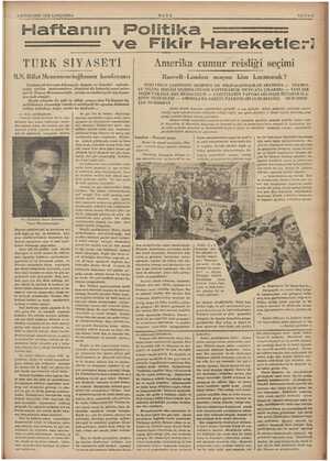    eğ 4 SONTESRIN 1936 de vL v 5 Haftanın Politika ve Fikir Hareketleri TÜRK SİYASETİ Amerika cumur reisliği seçimi B.N. Rifat