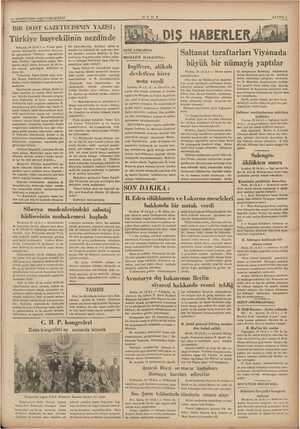    21 SONTESRİN 1936 CUMARTESİ m m mana saman sam BİR DOST GAZETECİSİNİN YAZISI: Türkiye DAŞ Ekili nezdinde elgrad, 20 yila