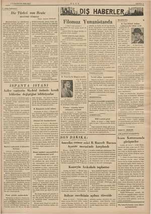    1 İLKKANUN 1936 SALI P.litika bahisleri: Die Türkei von Heute BUGÜNKÜ etimiz ve m in nart Baskısının püzelliği bakı a, er,