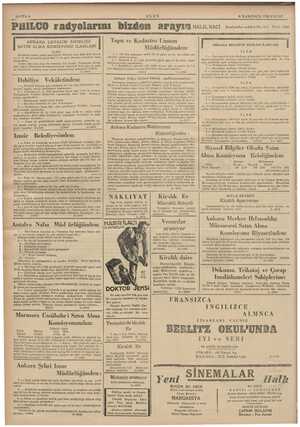  Gi 48 ATEŞ le e Fi diy ş eli dikk dai TE w ya POSAYPA 8 ll ie İLKKÂNUN 1936 1936 PAZAR PHILCO radyolarını bizden aray tl...