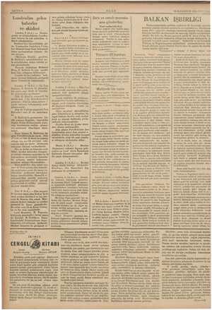      10 İLKKANUN 1935 PER“ BALKAN İŞBİRLİĞİ SAYFA 4 ULUS Ryan yam Şark ve cenub mntaka- | sma gönderilen zere gelmiş olduğunu