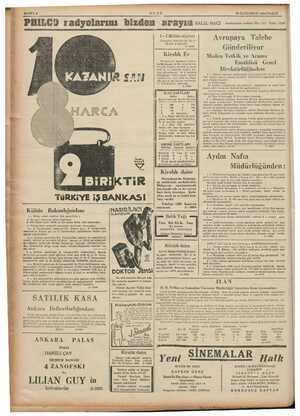    'g mis Bas m ca 7 ULUS 20 JLKKÂNUN 1936 PAZAR radyolarını bizden arayın HALİL NACİ Anafartalar caddesi No: 111 Telef. 1230