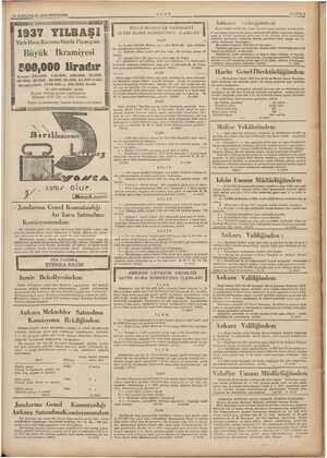    24 ILKKÂNUN 1936 PERSEMBE ——— va 1937 YILBAŞI Türk Hava Kurumu Büyük Piyangosu Büyük İkramiyesi 500,009 liradır 200,000, ei