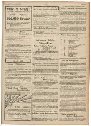    26 İLKKÂNUN 193 gp CU) 1937 YILBAŞI ürk Hava Kurumu Büyük Piyangosu Büyük İkramiyesi 500,999 liradır Ayrıca: 200,000,...
