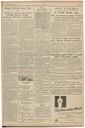    EN e e 29 İLKKANUN 1936 SALI - urduğu İskenderun kıyıları: astan Hınzır Dara ve “> po e m Ana- geçer. yer m Payas fez...