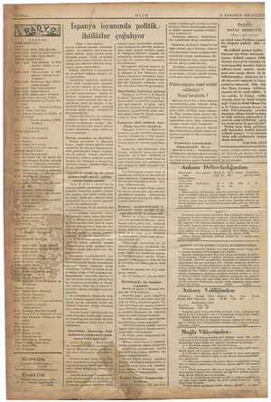    ULUS 31 İLKKANUN 1936 PERŞEM - li . verilen bir habere göre kızılların perişan ; Başbetke spanya isyanında politi br hal