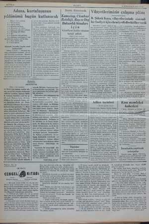     di a a SAYFA 4 Adana, ku yıldönümü bug (Başı 1. inci sayfada) 1 — İstiklâl marşı, 2 — Açılış mutku, 3 — Kurtuluş tarihçesi