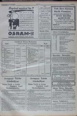    6 SONKANUN 1937 ÇARŞAMBA — TİRA Altm safi kilogram 17.092,771 Banknot Ufaklık Dahildeki muhabirler: Türk lirası Haritekiç