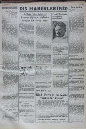     12 SONKANUN 1937 SALI ULUS H e G e L ALMANYA ve FAS anya meselesi dallanıp budal Janıyor. Birkaç gündenberi Paris'ten ve