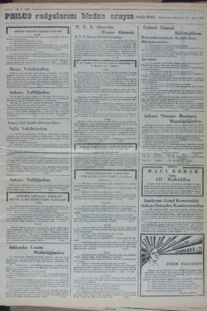   16/1/ 1937 PHILCO radyolarımı bizden Aarayıt muznact samcdn ULUS : 111 Telef, 1230 ı ANKARA BELEDİYE REİSLİĞİ İLANLARI ı