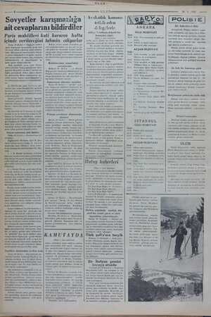    ULU S- -— Sovyetler karışmaziığa —ait cevaplarını bildirdiler Paris mahfilleri kati kararın hafta İ p İ G ll ssabmn bi ».