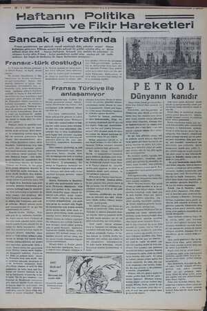    — 23/1/187 Haftanın Politika ve Fikir Hareketleri ULUS Sancak işi etrafında Fransız gazetelerinin son günlerde sancak...