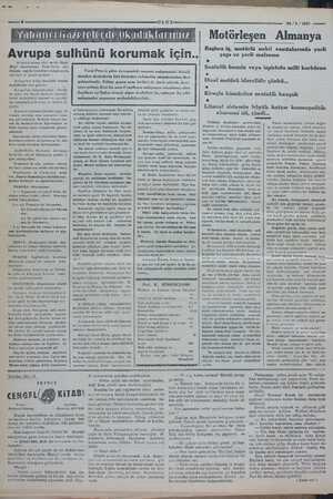    ULUS Yabancı Gazetelerde Okuduklarımız Avrupa sulhünü korumak için.. 18 ikinci kânun 1937 tarihli Deyli Meyl / Gazetesinde,