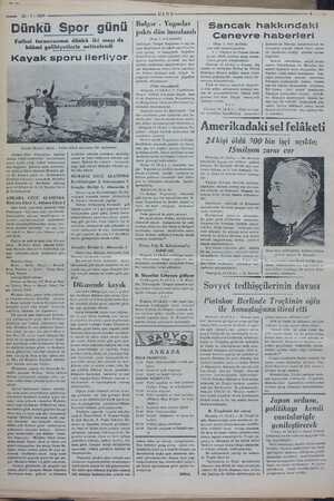    25 /1/ 1937 Dünkü Spor günü Futbol turnuvasının dünkü iki maçı da hükmi galibiyetlerle neticelendi Kayak sporu ileri Dünkü