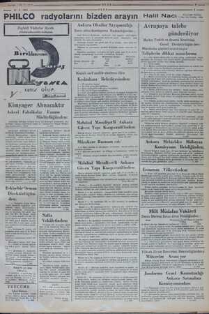  ULUS — 11-2-1937 PHILCO radyolarını bizden arayın Halil Naci ULUS —— Anadartalar Caddesi No: Ti Telefon. 1230 Zigfeld...