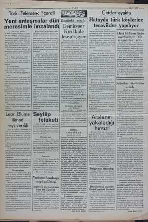    —— A4 Türk -Felemenk ticareti Liz 28 -2 - 1937 —a Çeteler ayakta . Yeni anlaşmalar dün günkü Ki Hatayda türk köylerine...