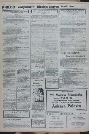  — &X ULUS 2-3 - 1937 —— 8- PHILCO radyolarını bizden arayın Hali Anafartalar Caddesi No: 111 Telefon. 1230 Naci SATIN ALMA