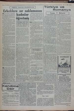    ULUS 29 - 3 - 1937 —a Yabancı basında okuduklarımız g y Erkeklere sır saklamasını K adınlar, daima sır saklamışlardır....