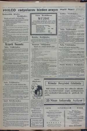    ULUS 30 - 3 - 1937 ——— PİİIİLCO radyolarını biz Kızılcabölük Belediye Reisliğinden : Kapalı zarf usulile eksi Itme ilânı 1