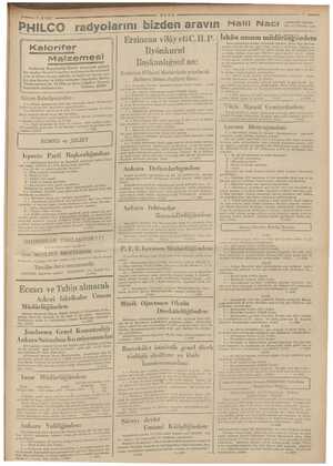    7 —— PHILCO radyolarını bizden aravın Hali Nacı Kalorifer Malzemesi Ema Ankarada Beynelmilel Kömür ea Sine e len meşhur...