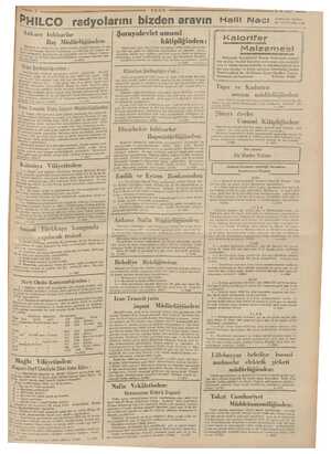   PHILCO radyolarını bizden aravın Halil Nacı z ni İnhisarlar i Baş Müdür lüğünden: 21 ma t ve tütün beyi tezkerelerinin emr