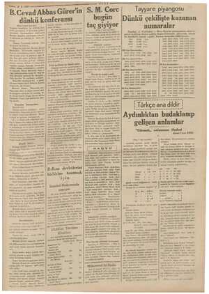    MA TARA .— ULUS — 12.5-1937 B.Cevad Abbas Gürer'in dünkü konferansı yi ie güncü ie la) , bu tebdilde hak- e KR ve Erzüruma
