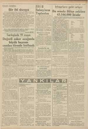    berâber durmadan bunların perısaf —— 2 Günün içinden: oo * . Bir iki duygu 19 mayıs bayramının Ankara stadında geçen ın...