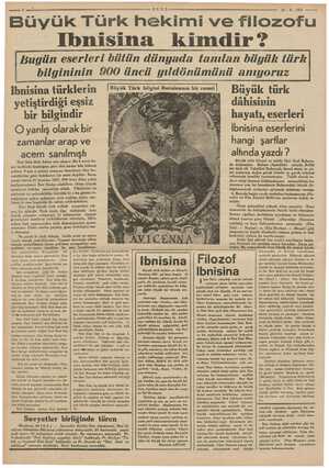  Büyük Tü ULUS 21-6. 1937 —— rk nekimi ve filozofu Ibnisina kimdir? Bugün eserleri bütün dünyada tanılan büyük türk bilgininin