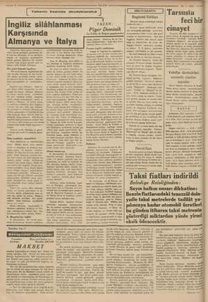    ULUS 10. 7-1937 ; Yabancı basında okuduklarımız | İngiliz silâhlanması Karşısında Almanya ve İtalya re- ti ve; m sergiyi ai