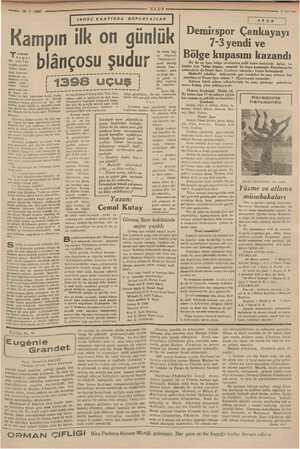    — 19.7.1937 ULUS | inen INÖNÜ KAMPINDA RÖPORTAJLAR İN ilk on günlük Demirspor Canlar | 7-3 yendi ve bir vatan bor- B« İl k