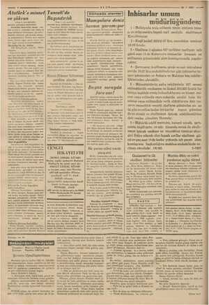    26-7-1937 —— 4 Atatürk'e minnet! Tunceli'de ve şükran Bayınd. ırlık » (Başı 1 inci sayfada) Başı 1. inci sayfada)...