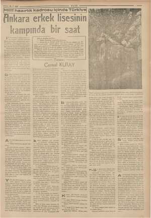    ULUS — 30-7.1937 Milli hazırlık kadrosu içinde Türk e) finkara erkek lisesinin kampında bir saat ————— ki haftadanberi...