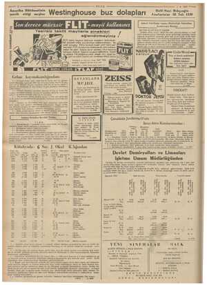  ULUS 1-8-1937 << Halil Naci Mıhçıoğlu Amerika Hükümetinin Westinghouse buz dolapları Anafartalar Il Tek 1230 Askeri kn umur