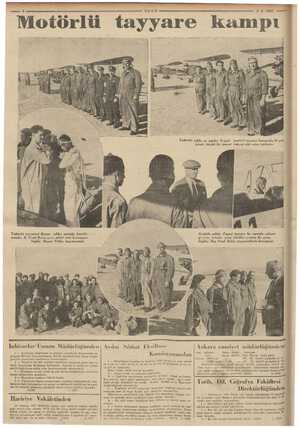    ULUS 3-8-1937 —— Motörlü tayyare kampı Yukarda le Bayan yıldız uçmağa hazırlar». -, ortada: B. Fuad Bulca genç pilotl arla