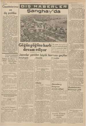    —— 9.9.1937 — — — — Başbetke: | BASIN ICMALI | Gazetelerimiz ve dış politika (Başı I inci sayıfada) Yazı ni masası...