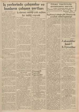    —— 15.9.1937 ULUS Iş yerlerinde çalışanlar ve bunların çalışma şartları İş dairesi reisliği çok mühim bir tebliğ neşretti