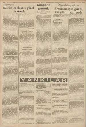    17-9- 1937 zen. | Düşünüşler: Adanada Doğuda bayındır Realist edebiyata güzel bir örnek Sanat telâkkisi uzun serimi cerred