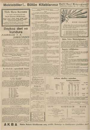    ULUS A > Mektebliler ! 7. BÜ itün Kitablarınız 2-10.1937 Halil Naci Mikçiokieiii Türk Hava Kurumu 6 cı Keşide 11 Birinci