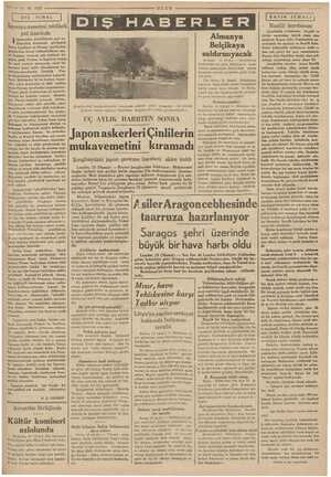  PE 14.10.1937 | DIŞ İCMAL | İspanya meselesi tehlikeli yol üzerinde spanyadan gönüllülerin geri çe- kilmeleri hakkında...
